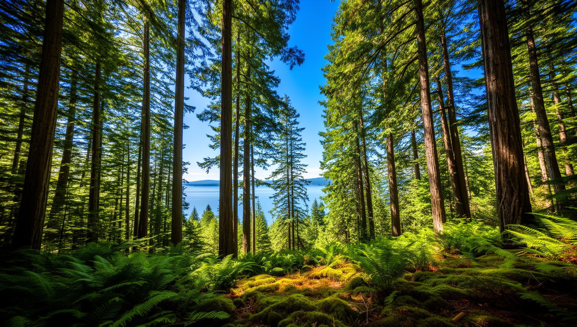 Sunlit Pacific Northwest forest