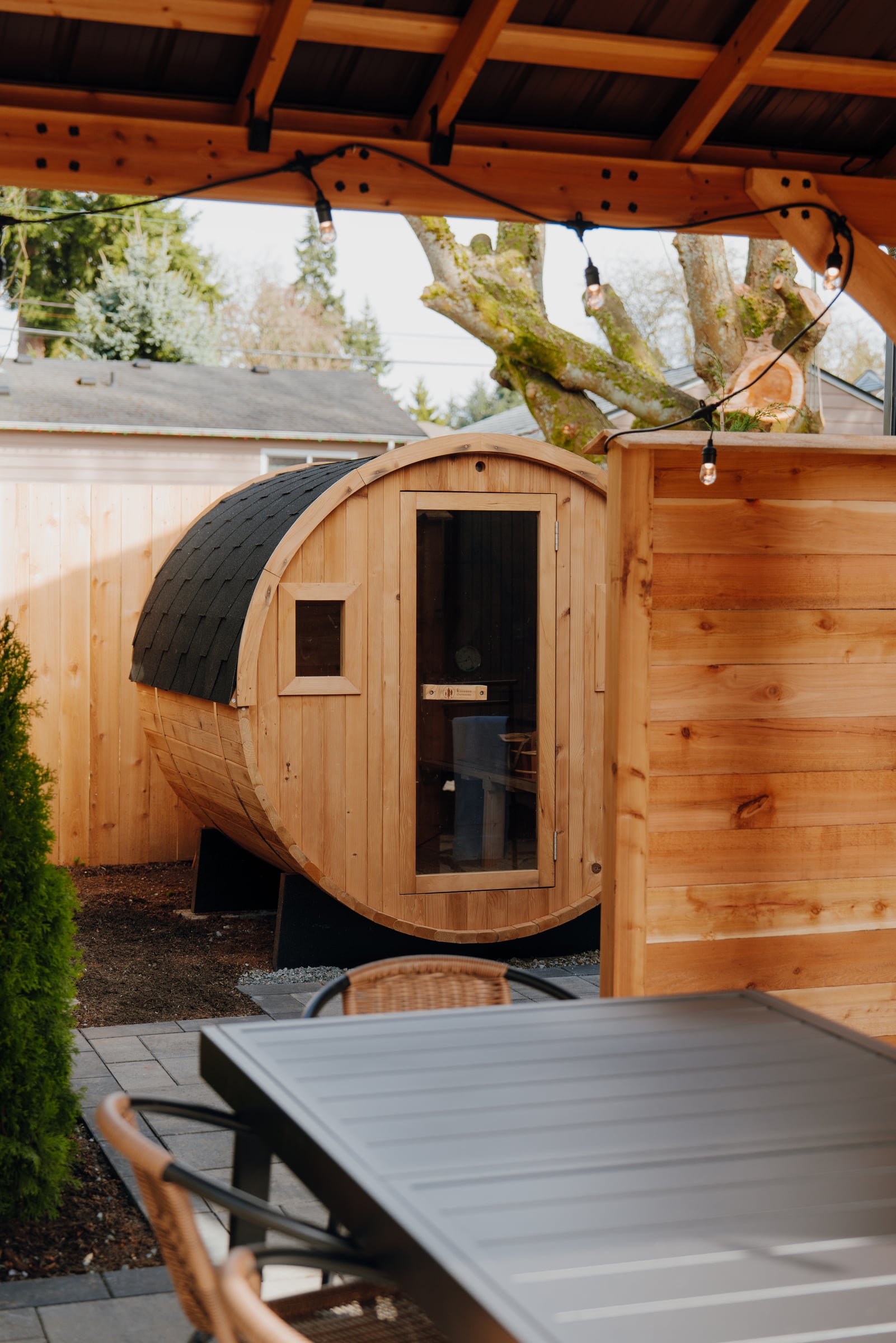 Sauna from patio